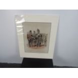 Early French print titled "Types Militaries Artierie ". 56cm x 46cm