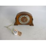 1930's Riley electric art deco walnut mantle clock. Working