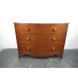 20th Century Bow Front Chest of 3 Drawers (Mahogany) H90 x L111 x W57
