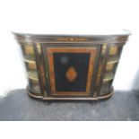 Victorian ebonized burr walnut inlaid Credenza display cabinet