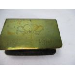 Trench art matchbox holder 1914-1919 engraved T. Greenwood Grapes Hotel Rochdale