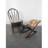 Early 20th century hobby & craft chair with gout stool. H84 x W40cm (chair)