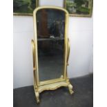 Large Dressing Room Cheval Mirror, Cream and Gold H166cm x W76cm.