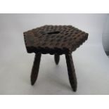Hand carved tri leg vintage stool