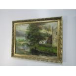 Original vintage oil painting "Arncliffe" by N.J.Baldwin.