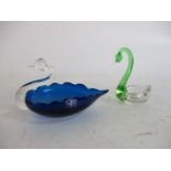 A pair of Coloured Glass Collectors Swans