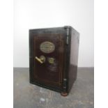 Victorian J. Cartwright & son, safe with key. H51 x W39 x D39cms.