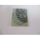 Stamp SG 150 1/- green plate 12 1875, Cat £160.