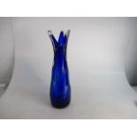 Beautiful large cobalt blue vintage Murano vase. 22 inch tall. (Scratch on top)