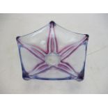 Circa 60/70's Murano pentagonal Lilac/pink glass bowl, L11 x W10 inch.