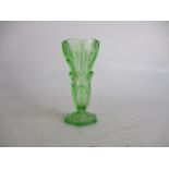 Vintage art deco uranium glass vase. 8 inch tall.