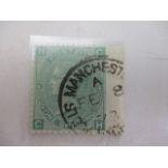 SG 117 1 shilling green plate 6 winged margin, catalogue £45.