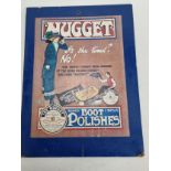 Vintage Nugget Boot Polish Advertising poster pasted to a board . Overh all size 61cm x 44cm