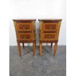 Victorian pair of French walnut bedside cabinet's.