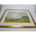 Large gold framed "Firth of Clyde" colour print, Robert Houston (1891-1940), W32 x H27 inch.