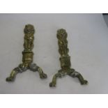 Pair of vintage brass fire dogs 45cm tall