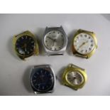 5 Sliver and gold plated Swiss watch faces (Advised to be working)