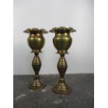 Large pair of vintage brass jardinieres. H52 x W22cms.