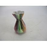 Italian art deco 6 pleat gathered tieback, iridescent multi coloured vase.