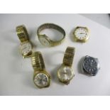 4 Gold plated Swiss watches with sliver and gold plated faces (Advised to be working)