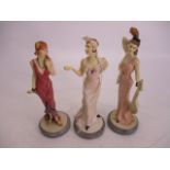 Trio of Classique Royal Doulton figurines on stands, Julia, Stephanie & Christina.