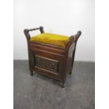 Victorian piano stool & cupboard. H62 x W34 x L57cms.