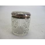 Vintage 1906 Birmingham silver topped dressing table vanity jar.