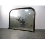 Large 20th century wooden mantle mirror, H81 x W101cms.