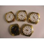 5 Gold plated Swiss watch faces (Advised to be working)