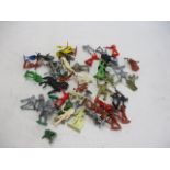 Mixed lot of plastic knights in armour, soldiers cowboys etc to include Crescent, Lone star etc.