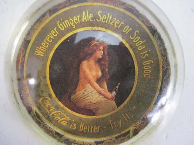Vintage semi naked ""The nude"" Coca Cola advertising glass paperweight. - Image 2 of 3