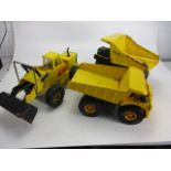 Trio of vintage Tonka & Nylint vehicles to include tipper trucks and digger.