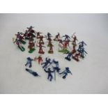 US Cavalry & native American plastic figures, to include Timpo, Crescent etc.