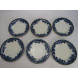 Set of 6 Florence Flo Blue 27cm antique plates