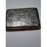 Beautifully engraved silver card case marked Birmingham complete with pencil . Makers mark is J.G.