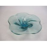 60/70's Murano flower shaped heavy glass bowl, 13 1/2 x 12 inch.