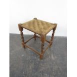 Vintage woven top stool, 41cms.