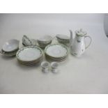 Furstenberg German porcelain green leaf pattern, to include double handled soup bowls plates, coffee