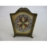 Vintage brass clock mother of pearl inlay.