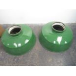 Pair of enamel industrial light shades 45cm diameter