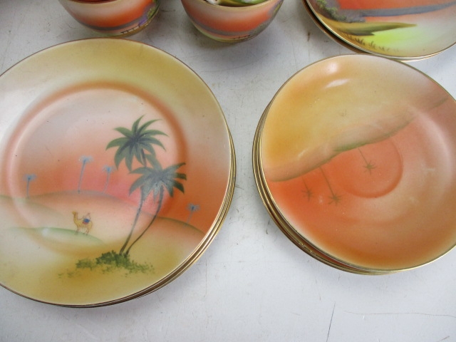 Selection of 1920's Noritake china to include cups/saucers etc. desert scene and sunset scene. - Image 2 of 4