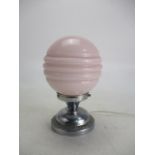 Art deco pink opaque shaded lamp.