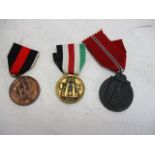 Russian front medal, Sudetenland medal & medal for African campaign .