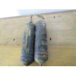 Pair of vintage Pyrene brass fire extinguishers