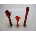 Selection of Ruby glass to include vases