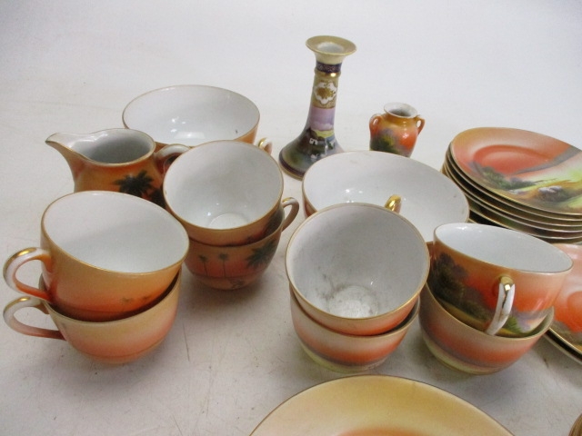 Selection of 1920's Noritake china to include cups/saucers etc. desert scene and sunset scene. - Image 4 of 4