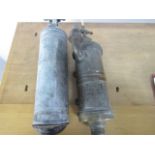 Pair of vintage fire extinguishers a Pyrene and a Dalex