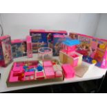 Selection of vintage Barbie to include dining room table, dream kitchen, living room clock &