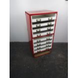 Vintage wooden collectors cupboard with pull out drawers ideal for diecast. 87cm x 41cm x44cm