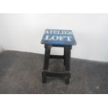 Modern painted stool, height 68cms.